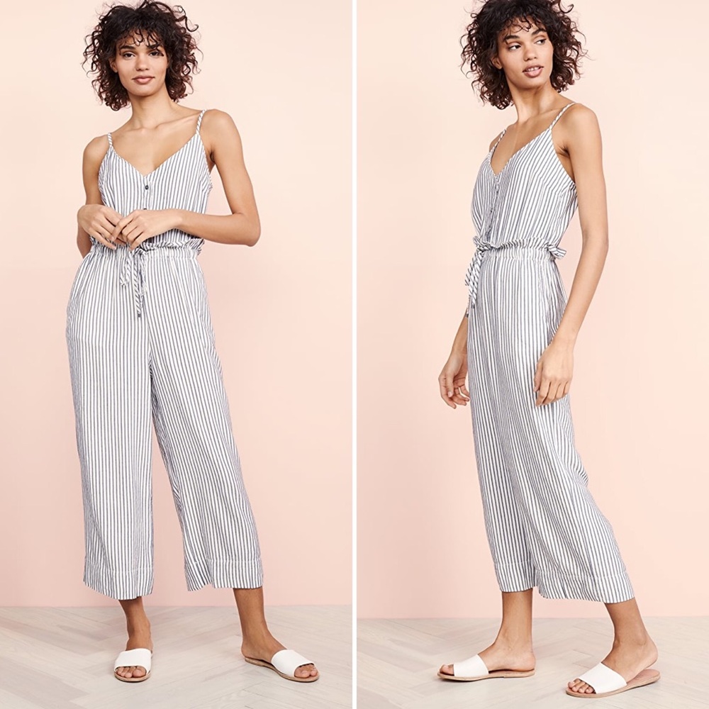 Splendid Stripe Tie Waist Jumpsuit